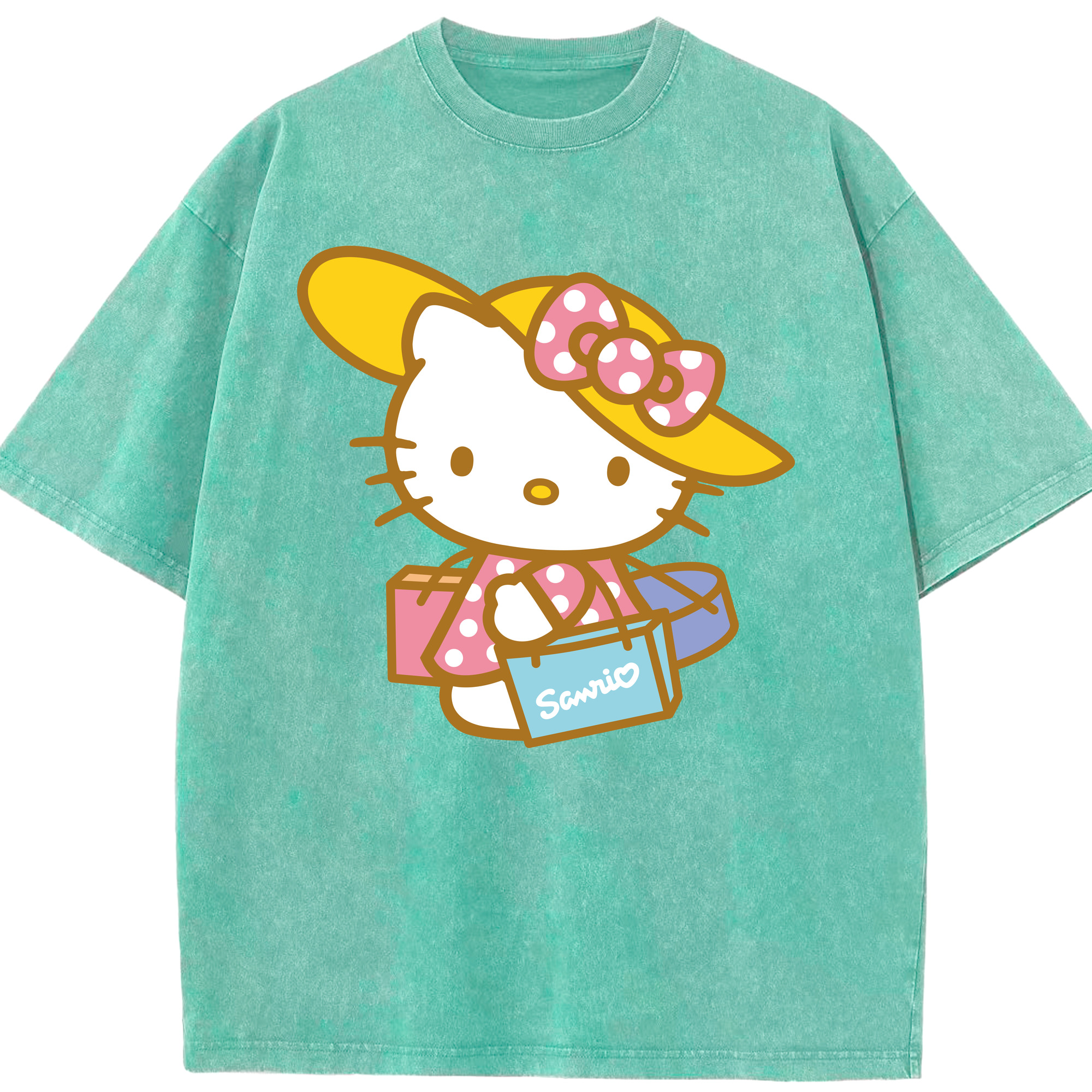 （画像用） Hello Kitty ハローキティ 綿100% ヴィンテージ風 半袖Tシャツ（フロントプリント）